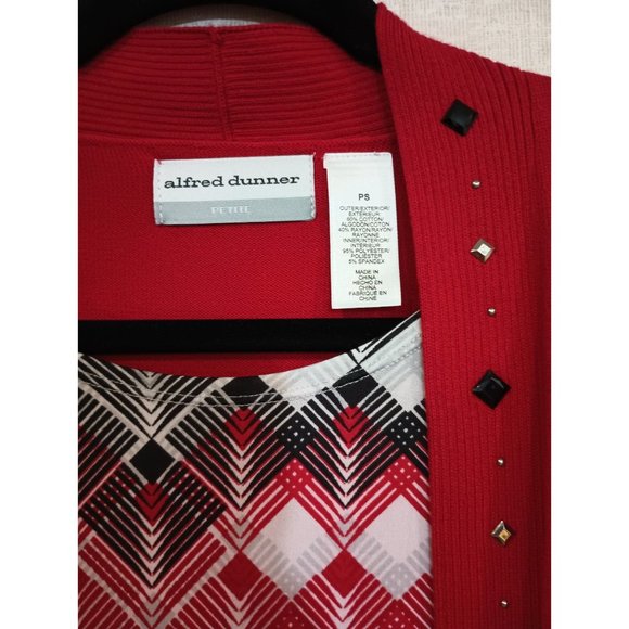 Alfred Dunner Women's Red Sweater Faux Size Petite Small - Picture 3 of 4